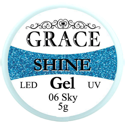 Сяючий гель для нігтів Grace Shine, 5 г, відтінок Sky., фото 1
