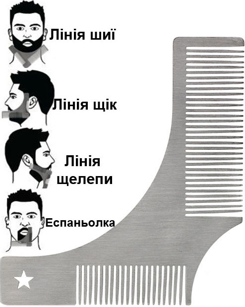 Гребінець- гребінь для моделювання бороди AVADONA металевий, фото 1