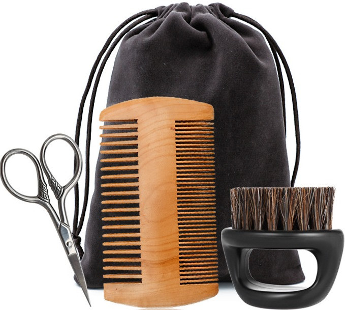Подарунковий набір інструментів для чоловіків для догляду за бородою та вусами Barbers, 3 предмети, фото 1