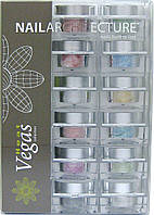 Сет для манікюру "Вечірка у Вегасі" з 12 кольорами пудри та мономером, 59 мл.