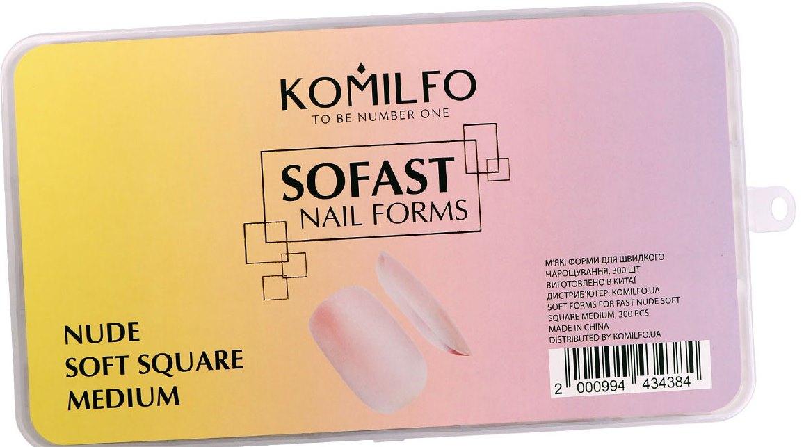 Верхні форми Komilfo SoFast Nail Forms Nude Soft Square Medium 300 шт, фото 1