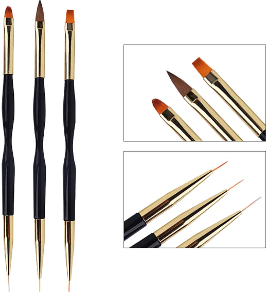 Набір пензлів для моделювання нігтів Lpnails + лайнер 3 шт., фото 1