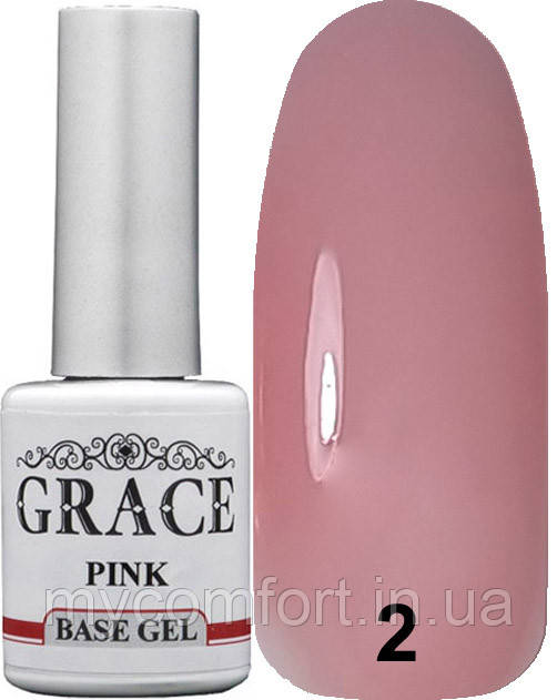 Каучукова основа, база для гель-лаку Грейс Grace Rubber Base Pink 8 мл