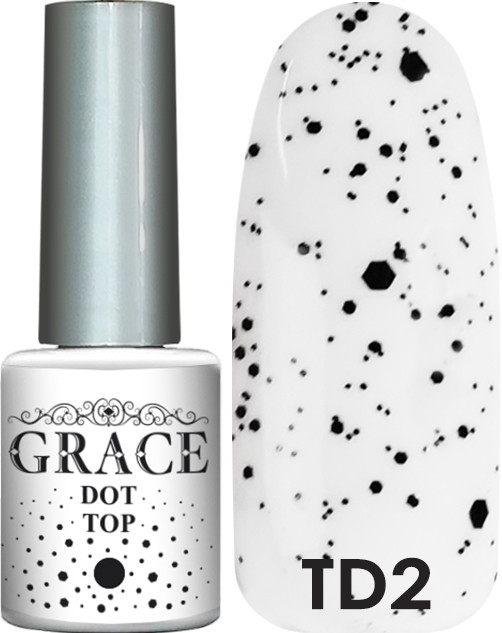 Фінішне покриття Топ із пластівцями Грейс GRACE DOT Top Black 8 мл, фото 1