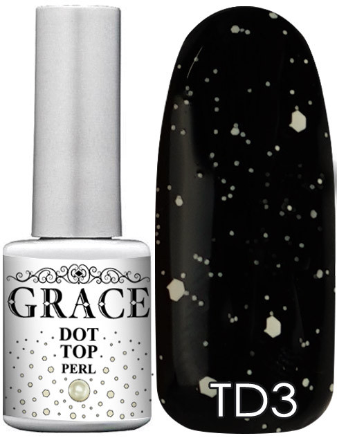 Фінішне покриття Топ із пластівцями Грейс GRACE DOT Top Perl 8 мл, фото 1