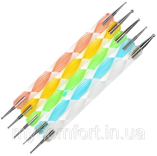 Набір дотсів різного діаметра для дизайну нігтів Lpnails двосторонні 5 шт.
