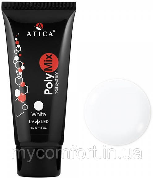 Акрігель для нігтів Atica PolyMix White об'єм 30 мл.