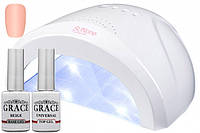 Комплект лампа SUNone White UV/LED 48W + камуфлююча база Grace №1 + топ Grace 8 мл