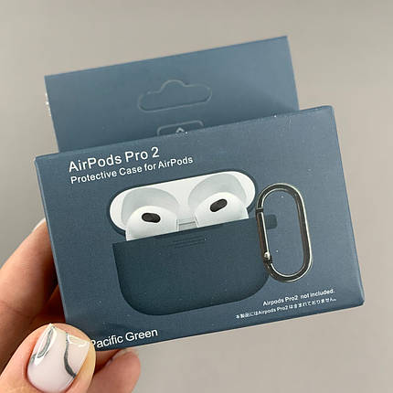 Чохол для AirPods Pro 2 силіконовий футляр з карабіном чохол для навушників аірподс про 2 зелений cvr, фото 1
