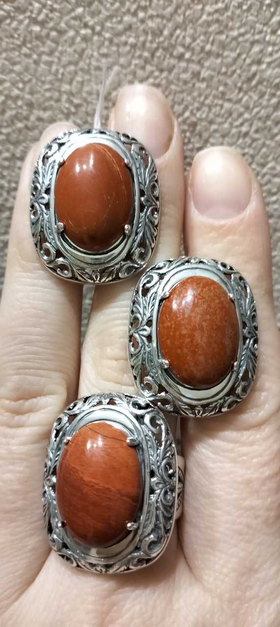 Срібний комплект з яшмою, фото 1