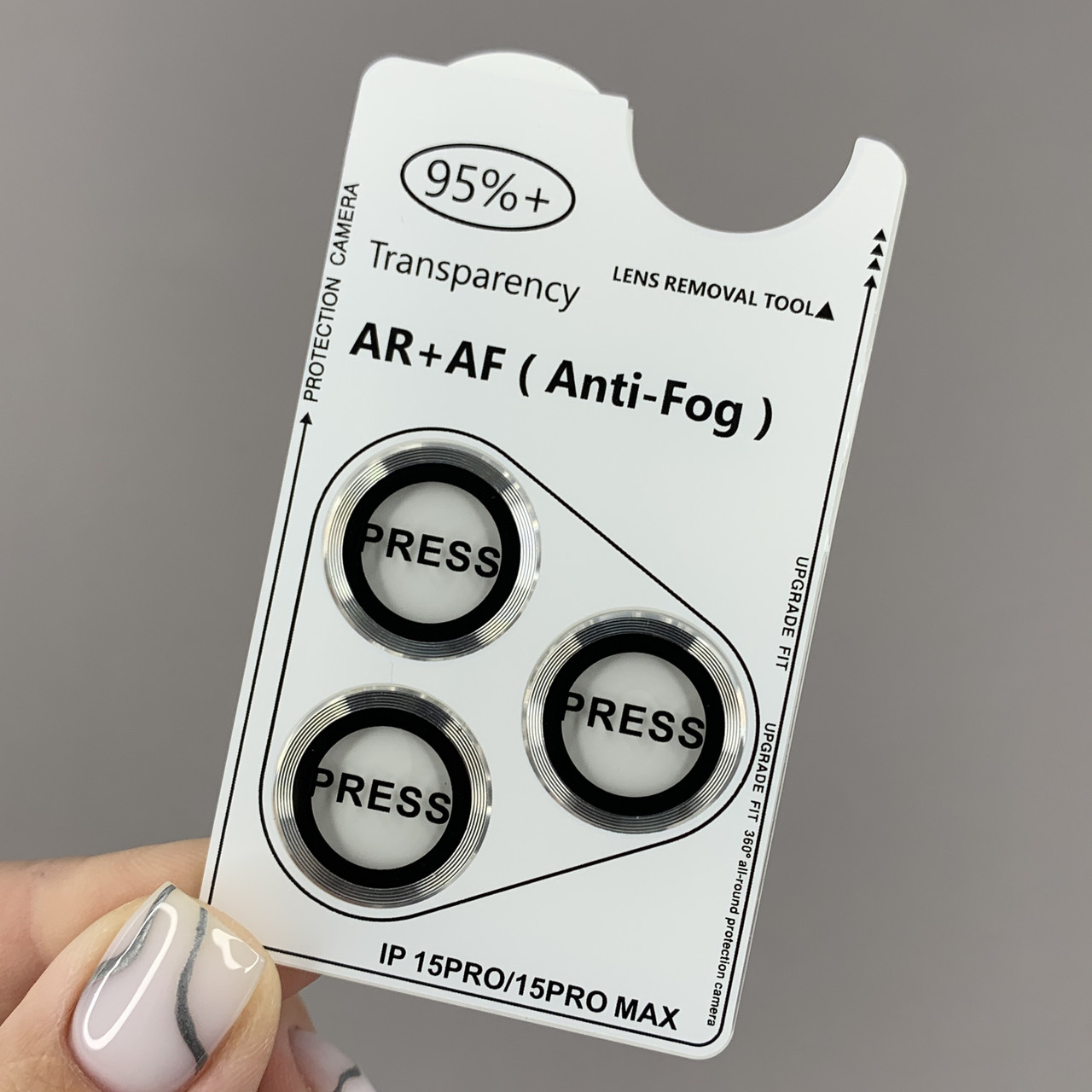 Захисне скло на камеру для Apple iPhone 15 Pro кольорові лінзи на камеру айфон 15 про срібне q01h