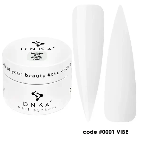 Моделюючий гель для нігтів Dnka Builder Gel, #0001 Vibe прозорий, 30 мл, фото 1