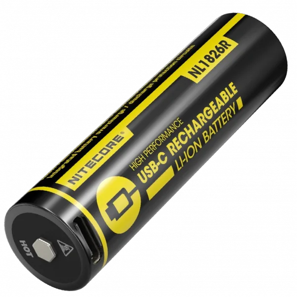 Акумулятор 18650 Nitecore NL1826R 2600mAh із USB-C зарядкою (Чорний)