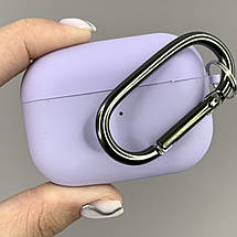 Чохол для AirPods Pro чохол з мікрофіброю з карабіном для навушників аірподс про бузковий lcn, фото 5