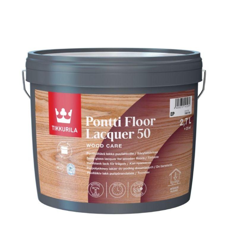 Лак для підлоги TIKKURILA PONTTI FLOOR 50 (ТІККУРІЛА ПОНТТІ ФЛОР) 2.7л напівглянцевий