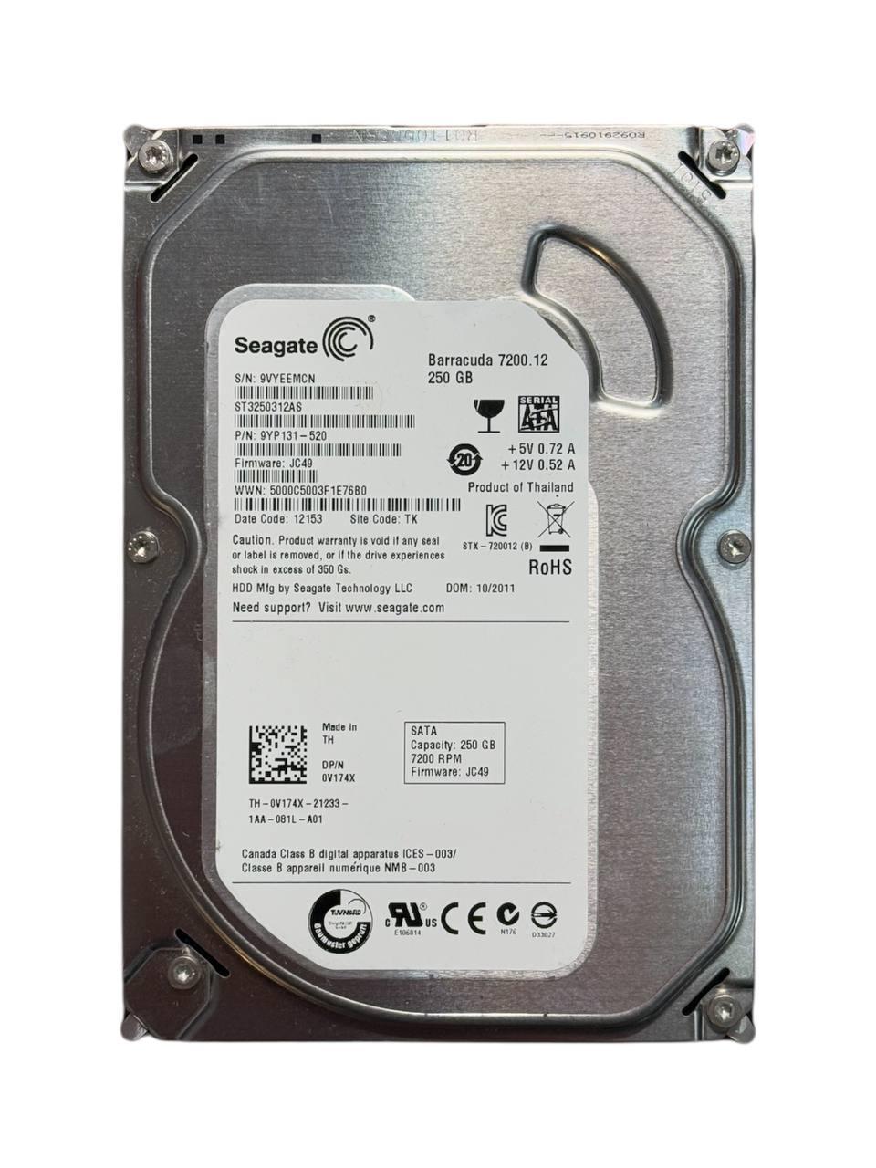 Жорсткий диск 3.5" 250GB Seagate Barracuda 7200.12 | ST3250312AS | 7200 об/хв | 8 MB | SATA III Б/В