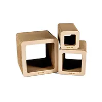 Кігтеточки будиночки Бохо Cat Joy для котів з гофрокартону з дерев'яним фасадом бежовий, фото 2