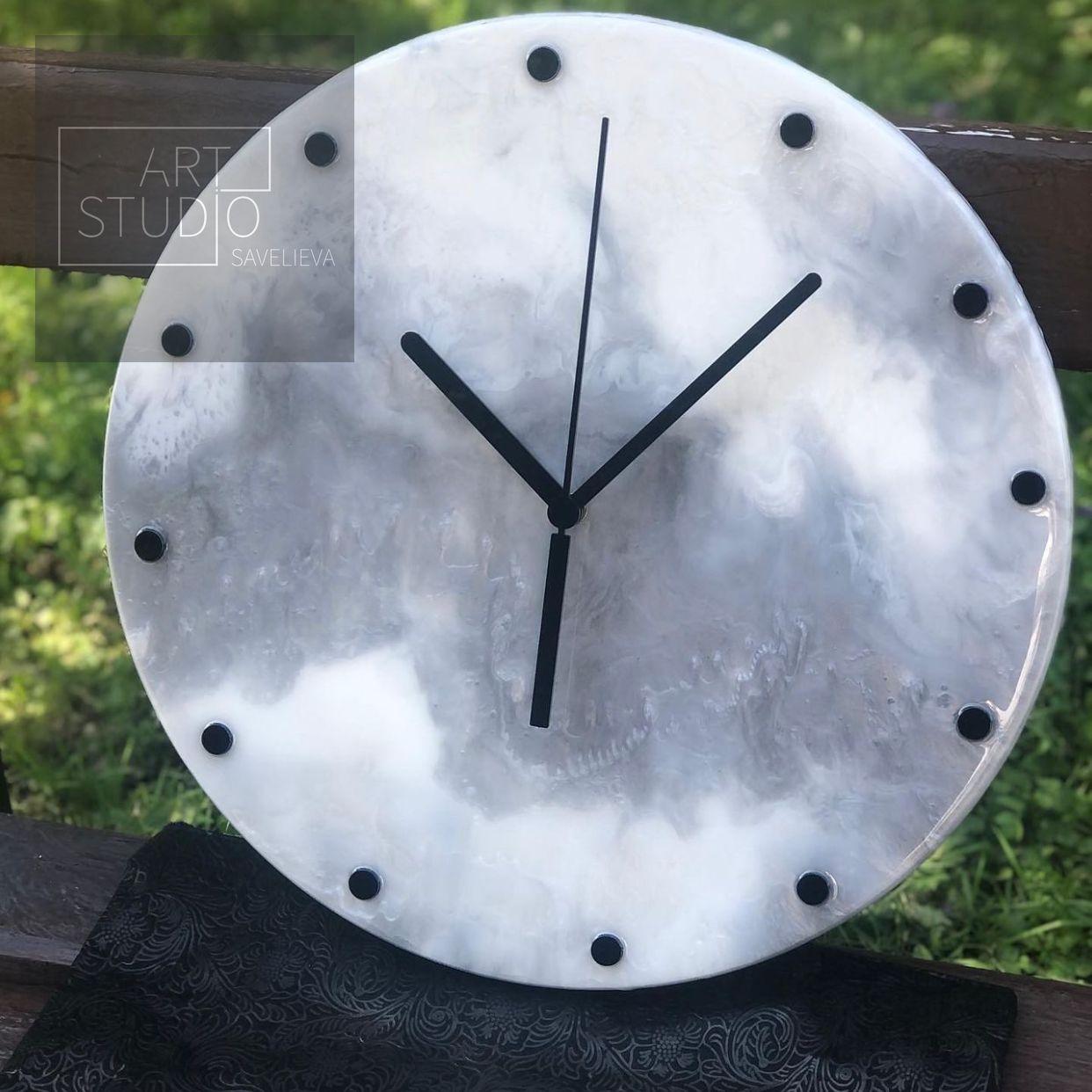 Годинник настінний круглий з епоксидної смоли EPOXY M66 35 см