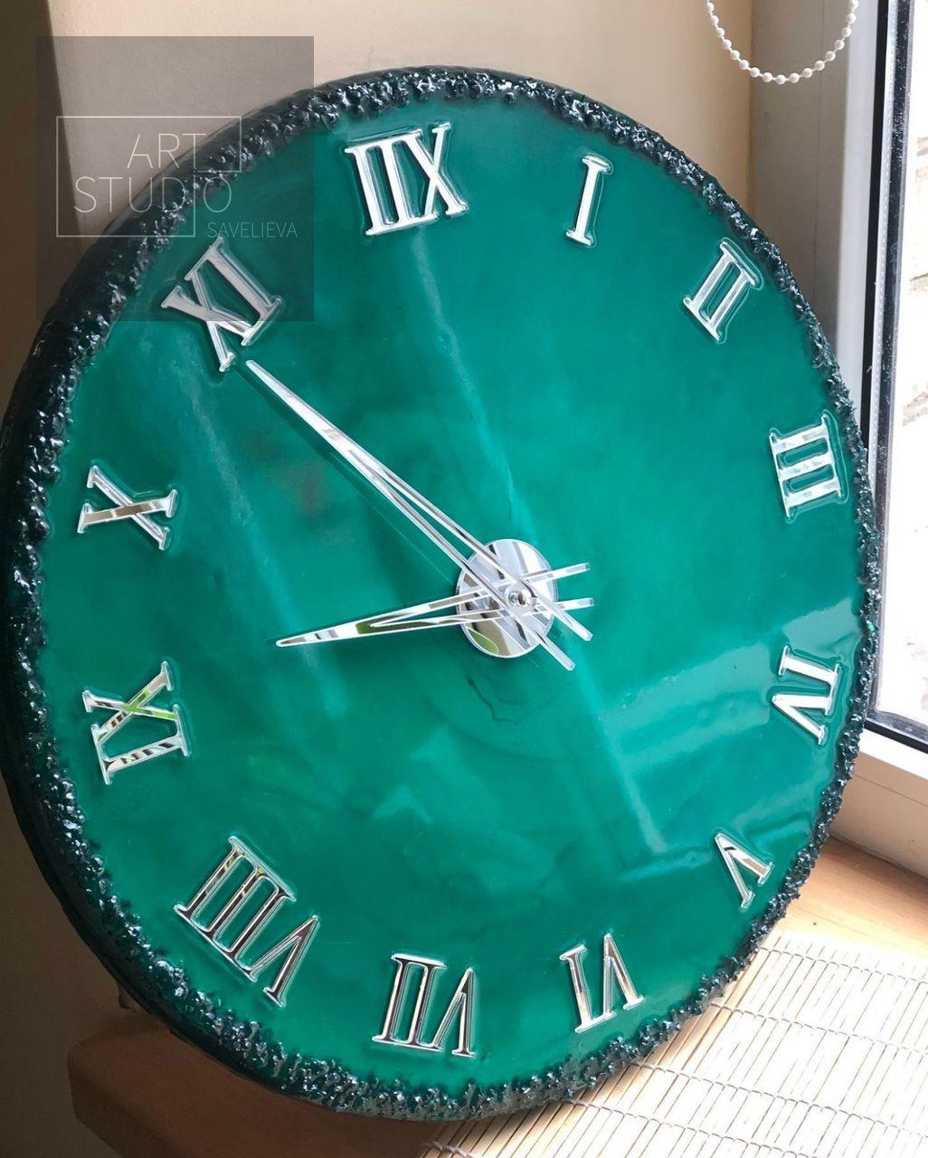 Годинник настінний круглий з епоксидної смоли EPOXY M67 35 см