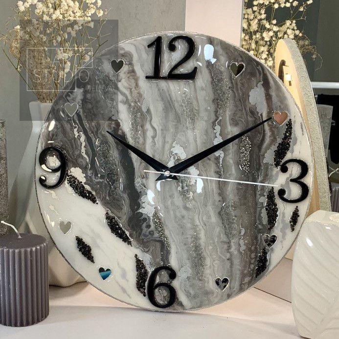 Годинник настінний круглий з епоксидної смоли EPOXY M86 30 см