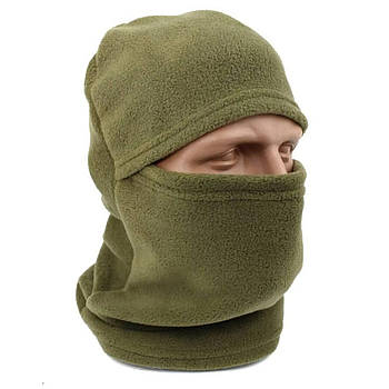 Утеплена флісова балаклава Зелений/Термомаса/ Балаклава зимова/Підшоломник флісовий