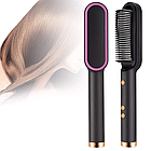 Гребінець випрямляч для волосся Hair Straightener HQT-909B, Чорний / Щітка-плеска з турмаліновим покриттям, фото 2