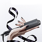 Гребінець випрямляч для волосся Hair Straightener HQT-909B, Чорний / Щітка-плеска з турмаліновим покриттям, фото 6