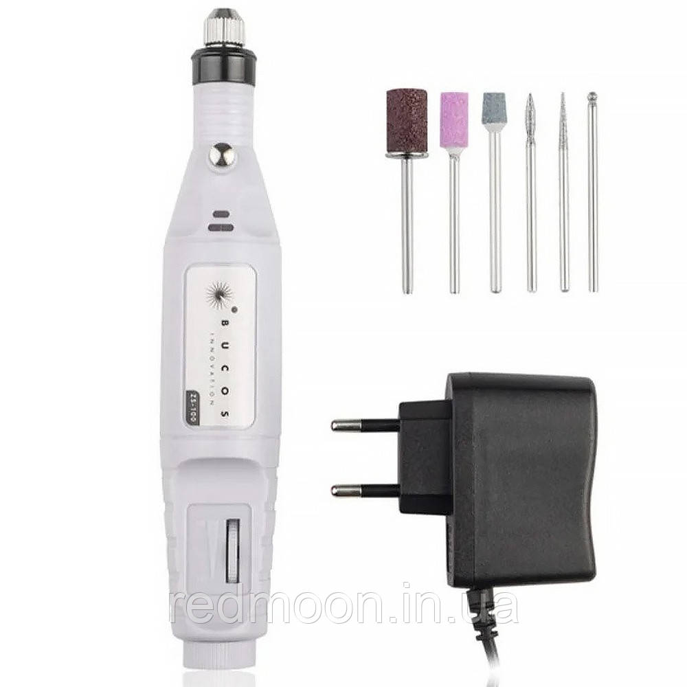 Портативний фрезер ручка 20000 об./хв + 6 фрез, BUCOS ZS-100, Білий/Фрезер для манікюру та педикюру, фото 1