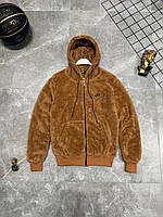 Кофта тепла зимова Nike Зіп-толстовка молодіжна Найк на замку, Коричнева чоловіча майстерня спортивна TOP