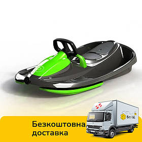 Санки Bobslej Stratos з кермовим керуванням (двомісні, гальмо) 14010 Чорно-салатовий