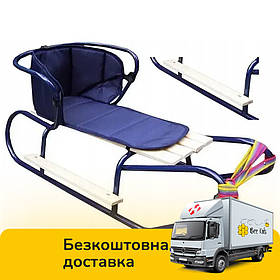 Санки Basic зі спинкою (підніжка, матрацик) 14017 Синій