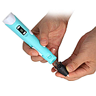 3D ручка принтер з дисплеєм та трафаретами + стрижні, DL93, Блакитна / 3д ручка для малювання / Ручка 3д дитяча, фото 3