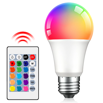 Світлодіодна RGB лампа в патрон E27 + пульт / LED лампочка / Розумна лампа світлодіодна / Лед лампа