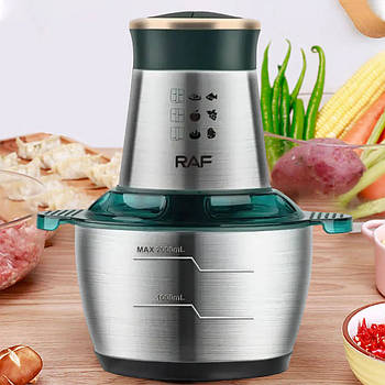 Кухонний подрібнювач металевий, 2л, 1000Вт, R7029 / Подрібнювач для кухні / Блендер подрібнювач