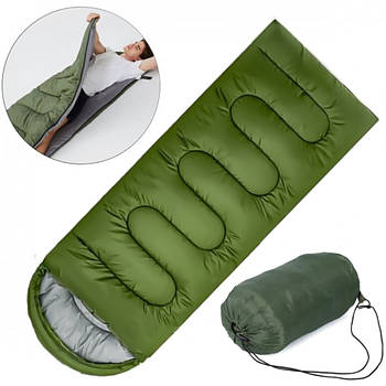 Спальний мішок-ковдра до 0 градусів, 210х75см, ML-14 / Туристичний спальник з капюшоном у чохлі