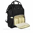 Сумка рюкзак для мам 20 л (42х21х27 см) з термо відділенням, Чорна / Містка батьківська сумка, фото 3