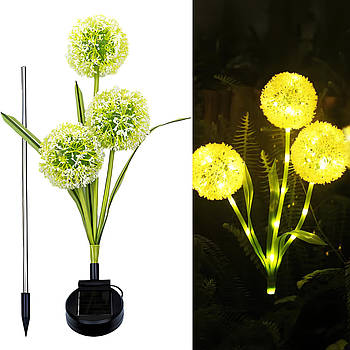 Садовий світильник із сонячною панеллю 42,5см (1шт) Кульбаба, Жовтий / Газонний світильник декоративний