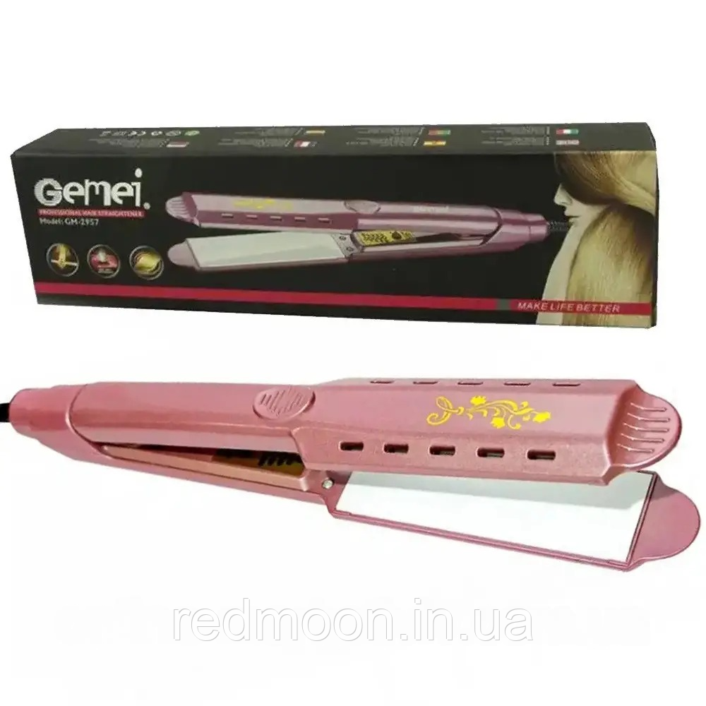 Випрямляч для волосся з регулюванням температури, 140-210°С, від мережі GM 2957 / Щипці для волосся / Праска, фото 1