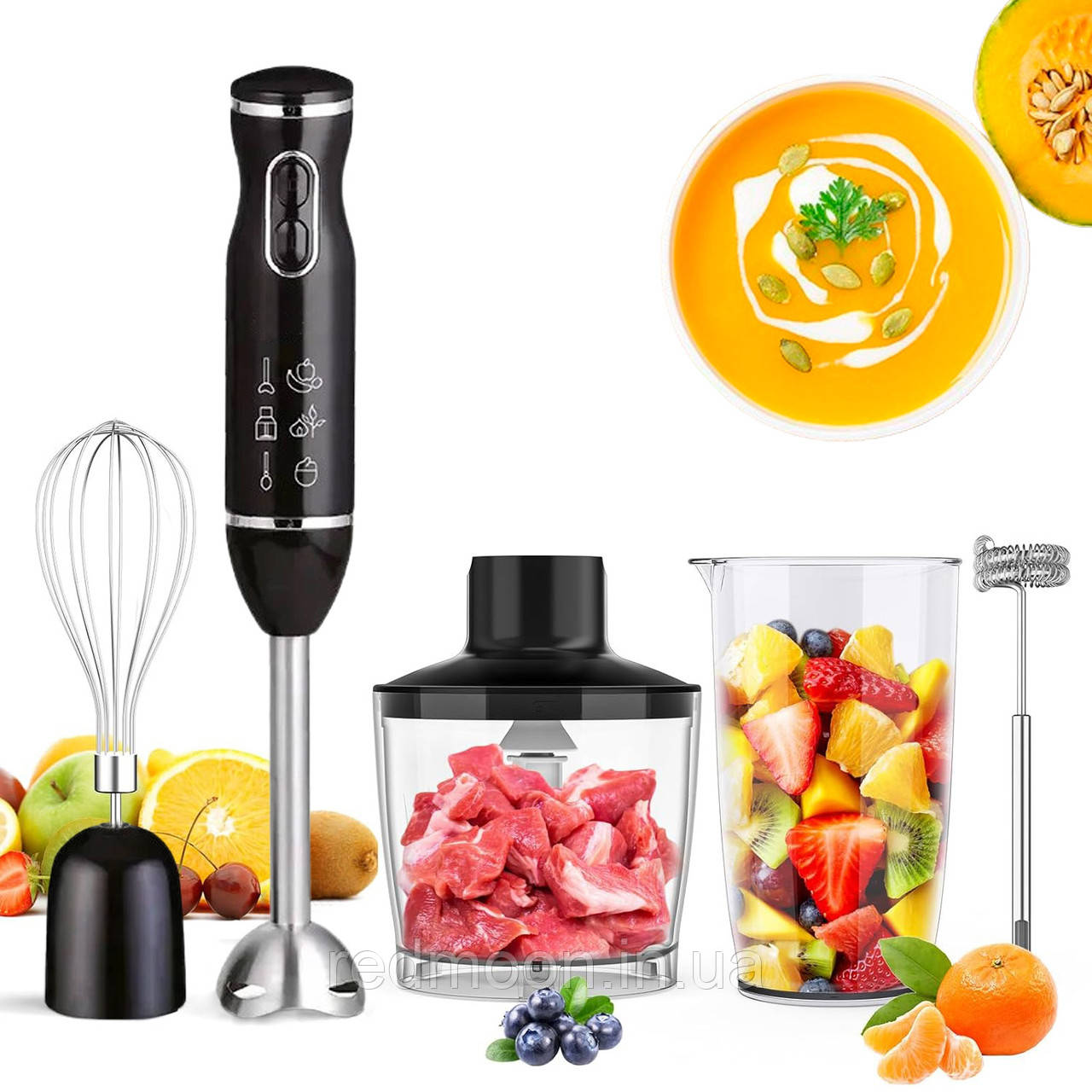 Блендер заглибний 800Вт, 2 швидкості, Domotec R-314В / Блендер ручний / Кухонний блендер, фото 1