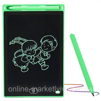 LCD планшет для малювання 12" зі стілусом, Writing Tablet, Зелений / Графічний планшет для малювання