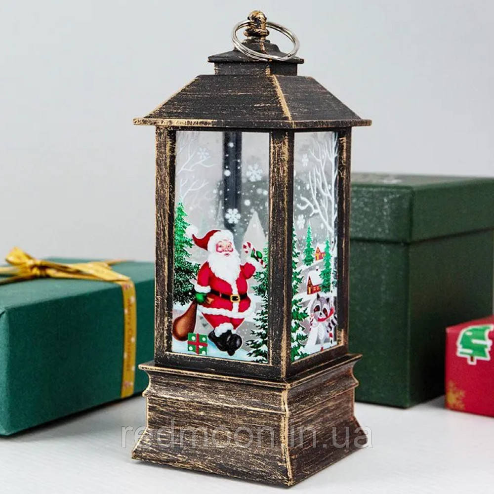 Новорічний світильник від батарейок, 13х5см, Бронзовий / Новорічний ліхтарик декоративний / Різдвяна лампа, фото 1