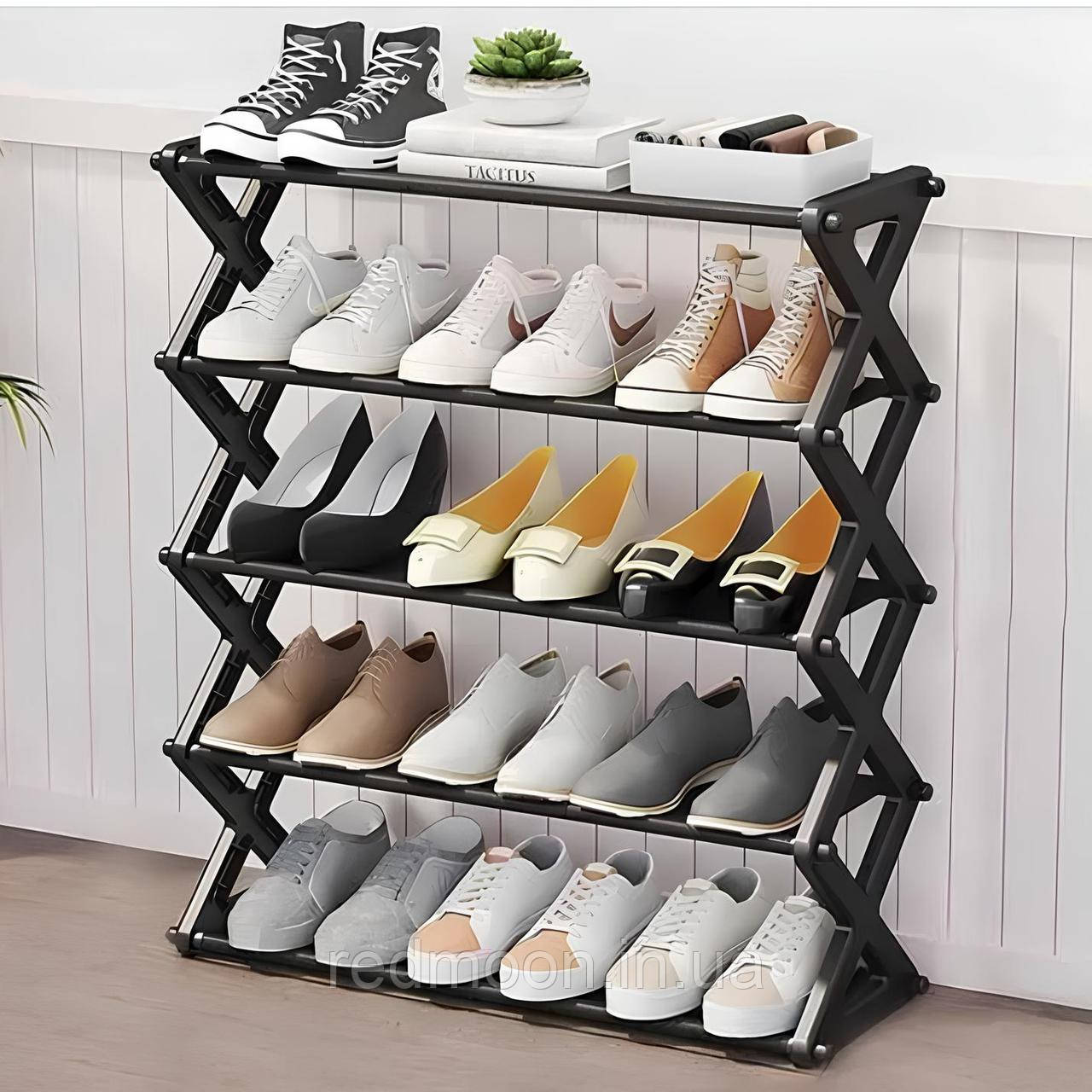 Поличка для взуття 5-ярусна (60×58×20см), WJ-17D-58CM / Підставка для взуття / Стелаж для взуття, фото 1