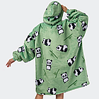 Толстовка плед з капюшоном фланелева, Зелена Панда / Зимове худі з фланелі / Оверсайз плед-халат, фото 3