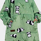 Толстовка плед з капюшоном фланелева, Зелена Панда / Зимове худі з фланелі / Оверсайз плед-халат, фото 4