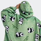 Толстовка плед з капюшоном фланелева, Зелена Панда / Зимове худі з фланелі / Оверсайз плед-халат, фото 5