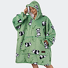 Толстовка плед з капюшоном фланелева, Зелена Панда / Зимове худі з фланелі / Оверсайз плед-халат, фото 6