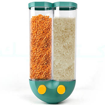 Органайзер на 2 секції для сипучих продуктів, до 2кг / Диспенсер кухонний для круп з дозатором