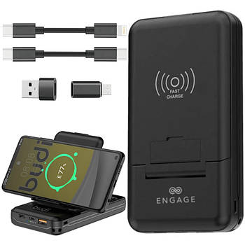 Повербанк з бездротовою зарядкою 10000mAh + 4 перехідники Budi PB802TB / Повербанк для телефону / Power Bank