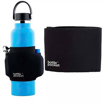 Чохол для пляшки розтягуваний, Чорний / Чохол з кишенею на пляшку / Сумка-чохол для спортивної пляшки