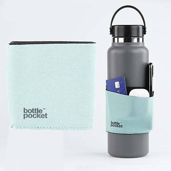 Чохол для пляшки розтягуваний, Зелений / Чохол з кишенею на пляшку / Сумка-чохол для спортивної пляшки